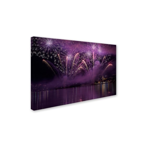 Roberto Marini 'Fireworks Lake Pusiano' Canvas Art,22x32